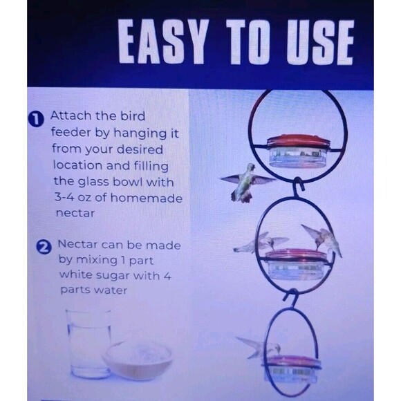 Hanging Set Of 3 Hummingbird Feeder Circular Metal Frame Perch Patio Garden NIP - Picture 8 of 8